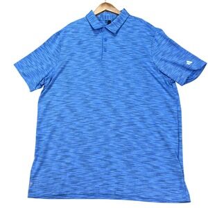 Adidas Polo Shirt Mens XL Blue Heathered‎ Golf Short Sleeve 3 Button Placket